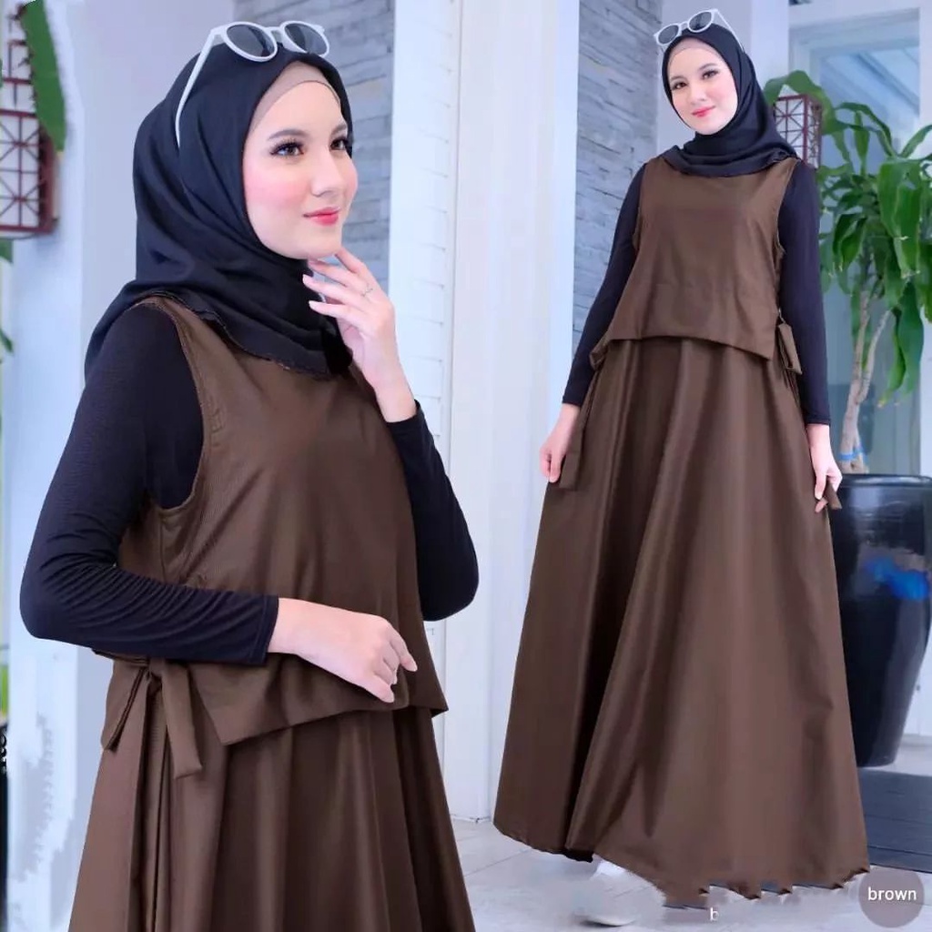 Sienna set Outer + Rok Baju kampus wanita muslimah Gamis polos wanita terbaru 2023