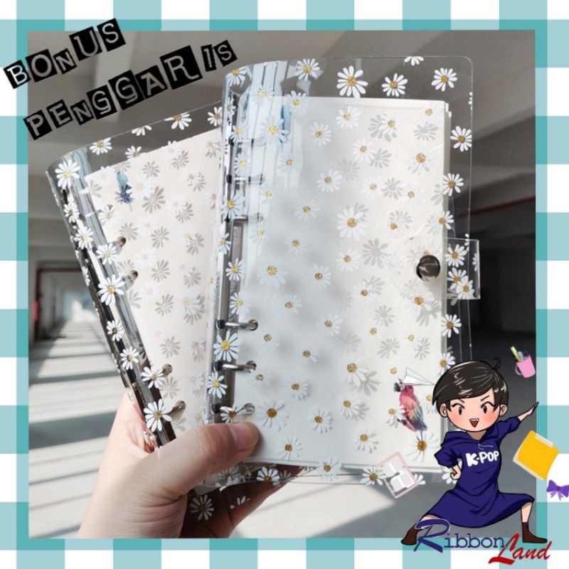 

(FREE Penggaris) A6 A7 Binder Small Print Flower Daisy 6 Ring