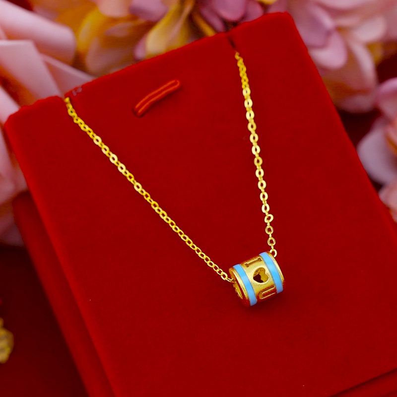 Goldkingdom Perhiasan Fashion 24 K Bangkok Aksesoris Ready Stock Cinta Neon Warna Tetes Lem Liontin Kecil Wanita Tulang Selangka Kalung