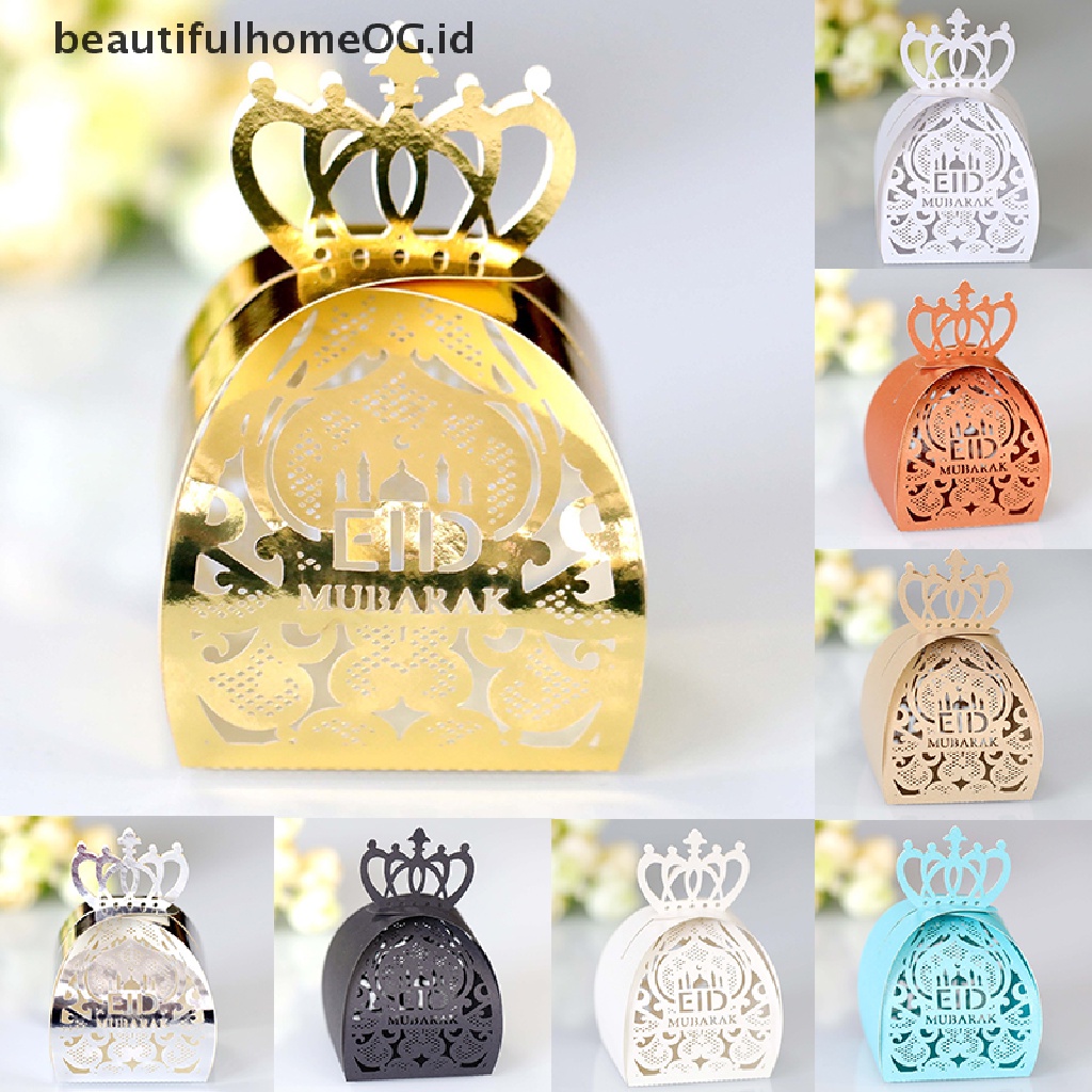 // Beautifulhomeog.id// 10Pcs EID Mubarak Candy Box Gift Packaging Kotak Tas Perlengkapan Ramadhan Kareem **
