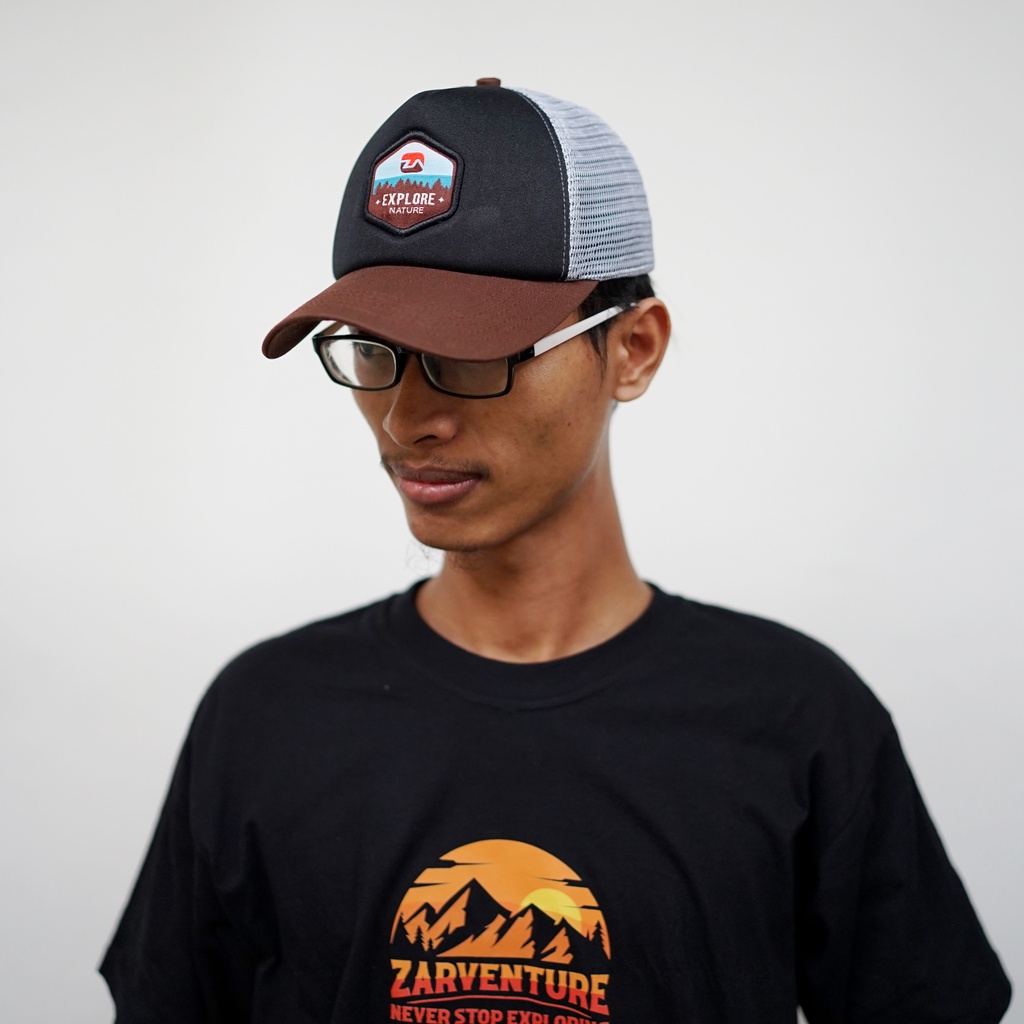 Zarventure abu hitam 84 topi trucker jaring busa