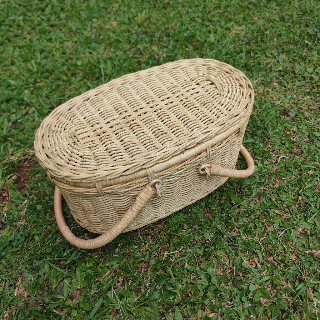 Kerajinan Tangan Rotan - Keranjang Piknik Parsel v3 - 35x20x17cm