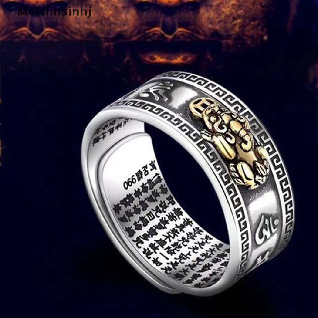 Cincin Mornin Feng Shui PIXIU Ch Amulet Kekayaan Keberuntungan Ukir Kitab Suci Ring id