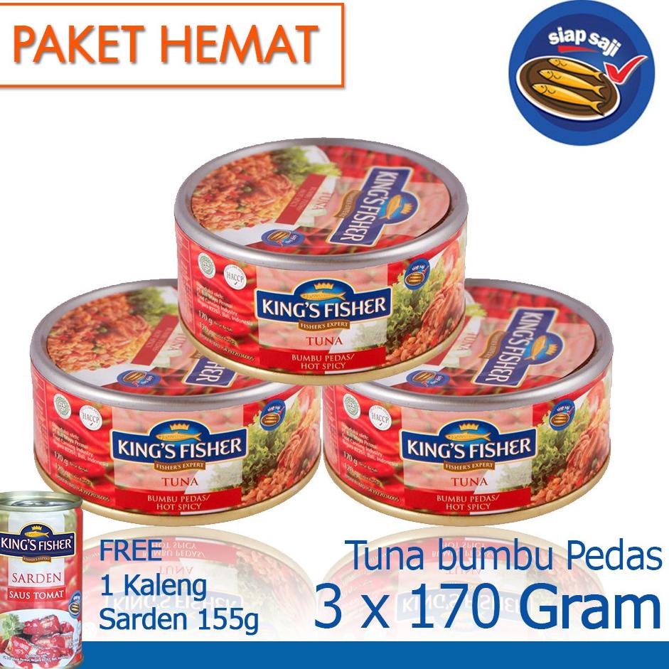 

♀ King's Fisher Paket 3 Pcs Tuna Hot Spicy 170 gr gratis sarden 155 gr ♦