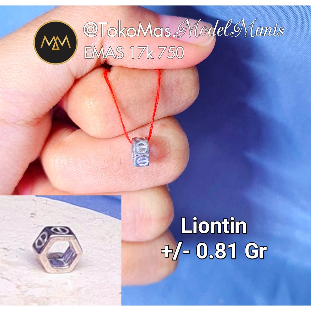 Liontin ring mini cartie* emas putih 750 kadar 17k