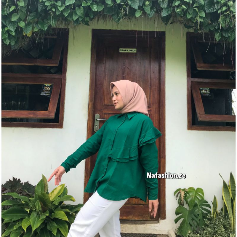 Louisha Linen Crinkle / Kemeja Oversize Linen Crinkle premium / Kemeja kerja simple