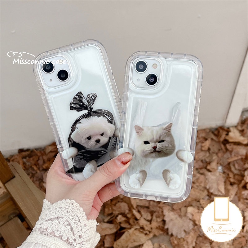 Kartun Lucu Indah Kucing Anjing Pasangan Cover Untuk Xiaomi Redmi9 12C 10CA1 9A 10A 9T 10 9C NFC Redmi Note 11 10 10s 9 11s Note8 9 10 POCO F4 Cute Puppy Shockproof Airbag Clear Case