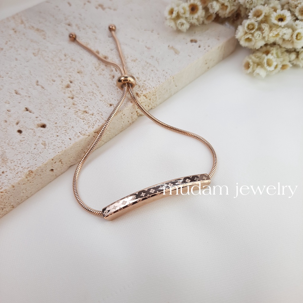 Gelang Serut  Model Smile L* Simple dan Elegan Tersedia Warna Rose Gold, Gold dan Silver