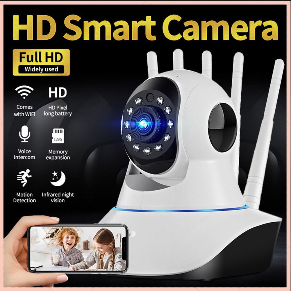 【COD】CCTV Kamera 360 °Berputar Kamera WiFi Nirkabel Lima Antena 1080P HD IP Camera Kocok Kamera