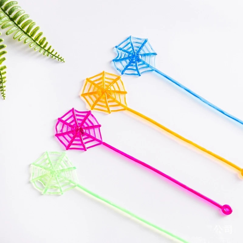 Warna Acak Novelty Fidget Toy Stretchy Party Favor Sticky Spider Web Mainan Elastis Stretchable Sticky Spider Web Climbing Novelty Mainan Untuk Ulang Tahun Anak Nikmat Halloween Part