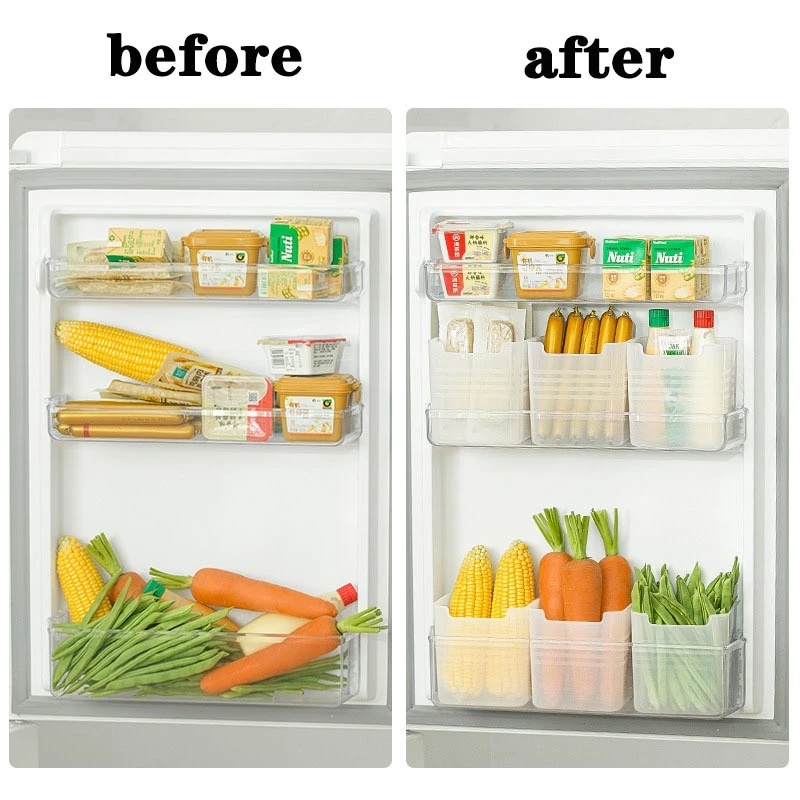 [Unggulan] Kulkas Pintu Samping Sayur Buah Bumbu Organizer Case Kulkas Organizer Aksesoris Dapur Wadah Klasifikasi Makanan Multifungsi Food Fresh Storage Box