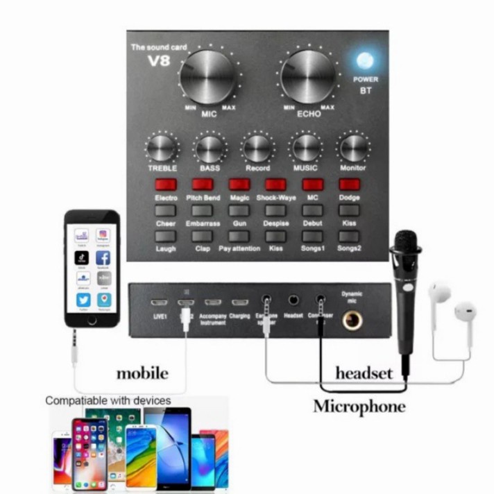 Sound card v8 audio mixer bluetooth soundtrack audio NEW soundcard MURAH