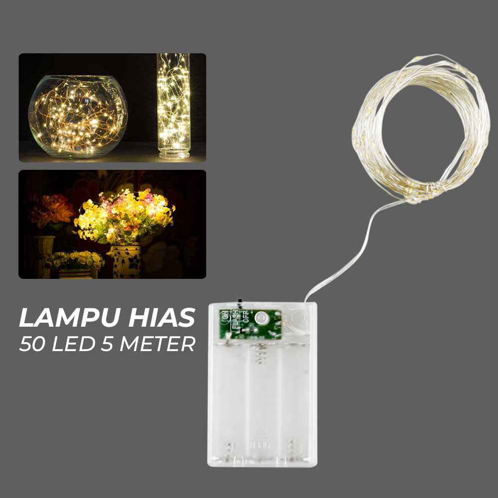 (BISA COD) FTIHSHP Lampu Hias String Lights Battery Box 50 LED 5 Meter