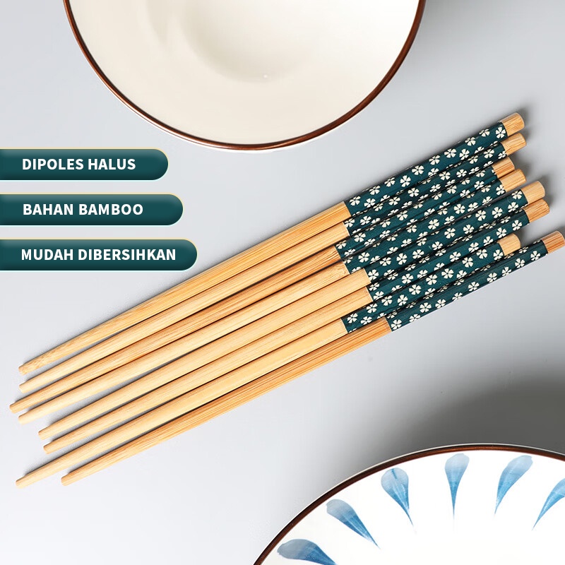 Sumpit Bambu/Nice Chopstick/1Set Sumpit 2 Pasang/Sumpit Motif Sumpit sumpit serbaguna motif bunga sumpit bambu import china