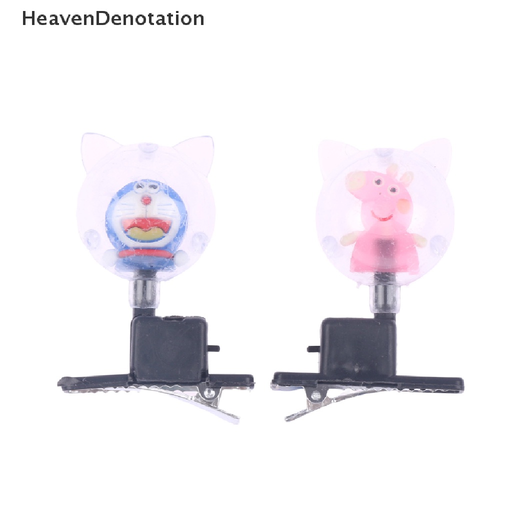 [HeavenDenotation] 2pcs Halloween Natal Perlengkapan Pesta Kartun Bercahaya Bobo Bola Rambut Klip HDV