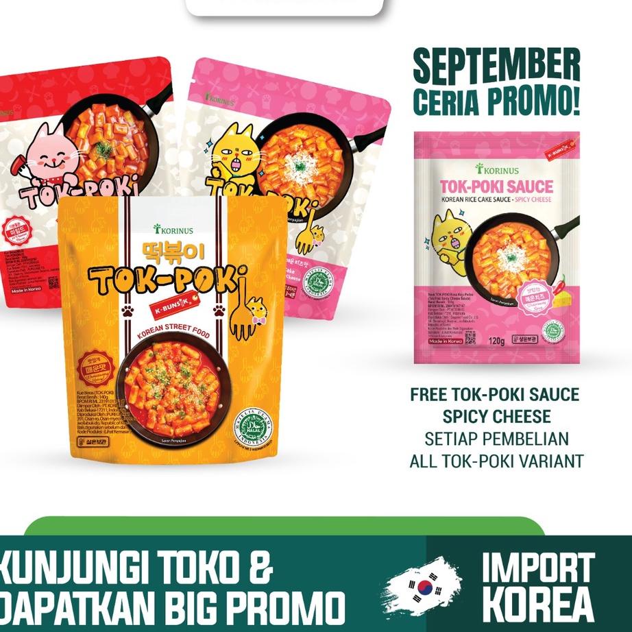 

✩ PROMO PAKET LENGKAP FREE SAUCE CHEESE Korinus K - Bunsik Tokpoki Spicy, Spicy Cheese, dan Mild Instant Tteokbokki/Tokpoki Pedas/Halal MUI ♪