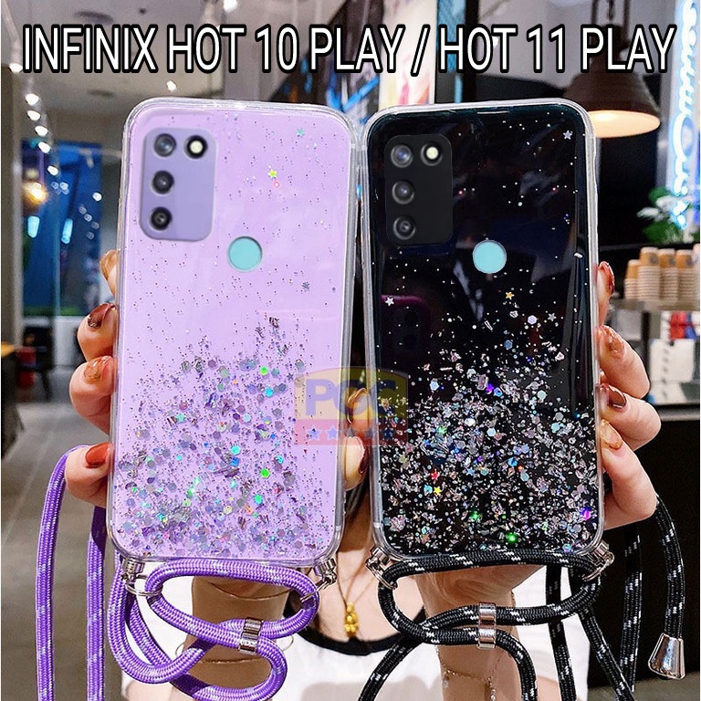 CASE GLITER + TALI  ( INFINIX HOT 10 PLAY / HOT 11 PLAY )  SILIKON HP TERLARIS 2023 - PGC MALL