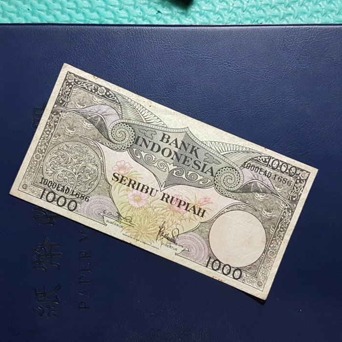 UP196 UANG KUNO 1000 RUPIAH SERI BUNGA TH 1959 UANG LAMA/UANGKOLEKSI