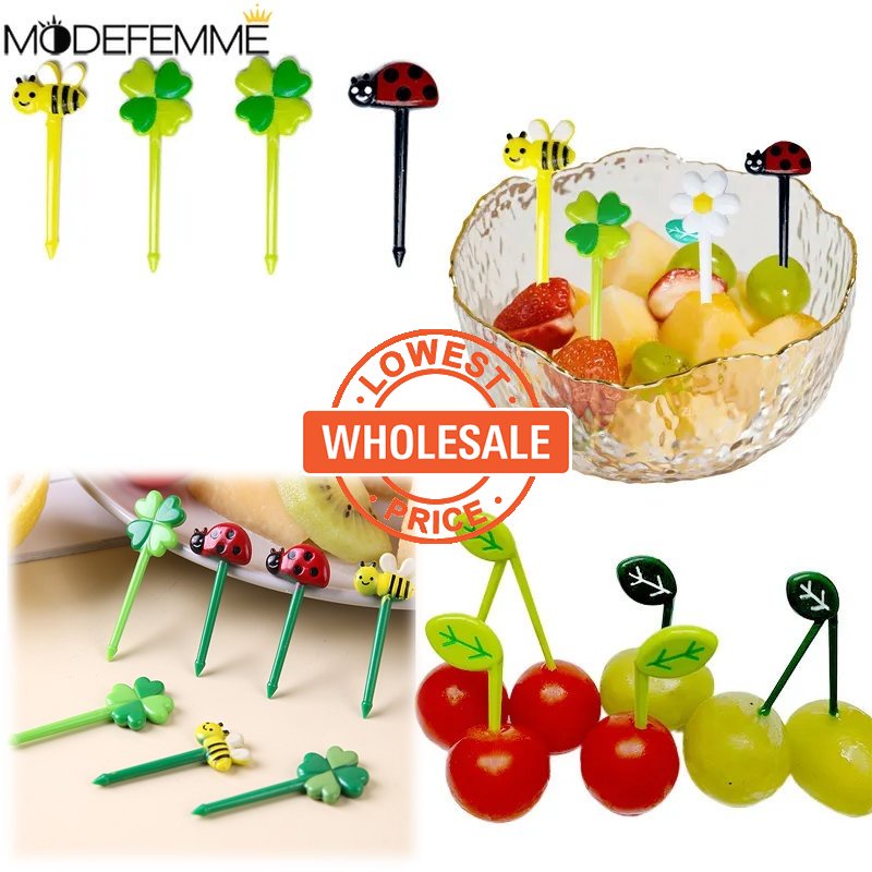 [Harga Grosir] 8per12pcs Stik Bento Lebah Serbaguna Perlengkapan Catering Mini Berbentuk Daun Garpu Buah Pesta Rumah Dessert Fork Anak Kartun Buah Dekorasi Stick
