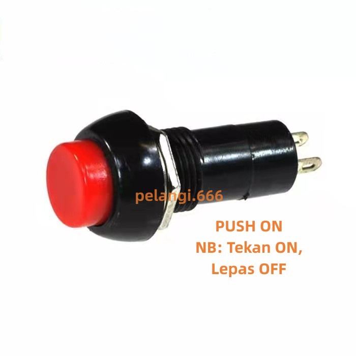 Saklar PUSH ON Bulat 2 Pin/Kaki Saklar/Rocker Switch PUSH ON