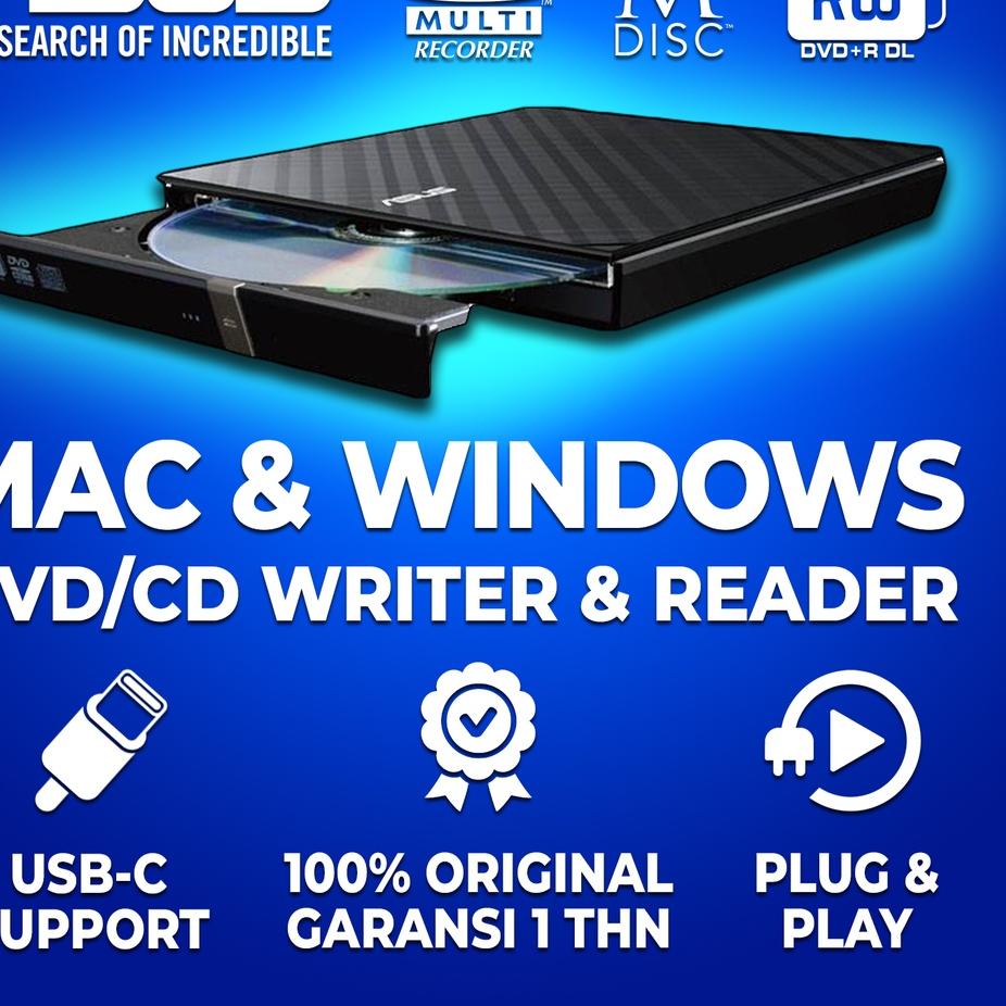 Serba MurahAsus Eksternal External USB DVD CD RW ROM ROOM DVDRW Writer Burner Reader Slim Optical Dr