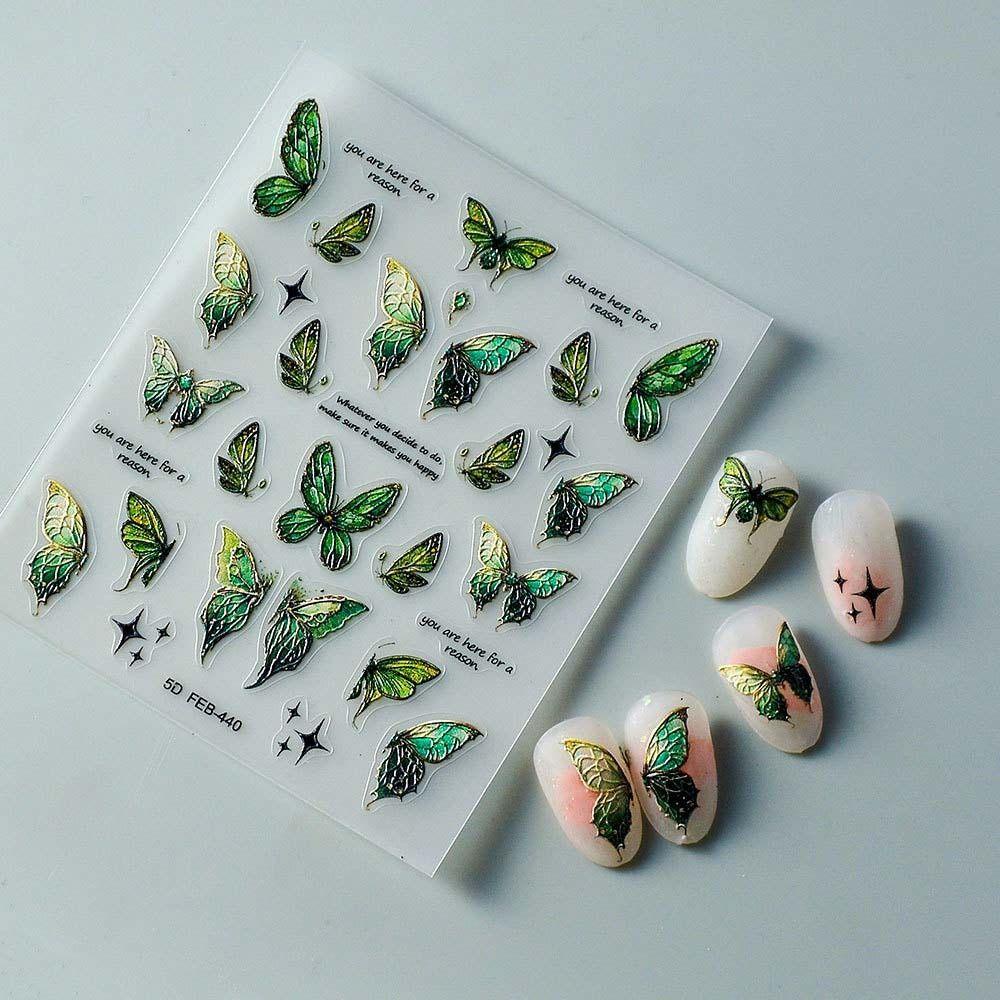 Mxbeauty Stiker Kuku Kupu-Kupu Fashion Self Adhesive Maple Leaves Rose Coccinella Septempunctata Nail Art Dekorasi