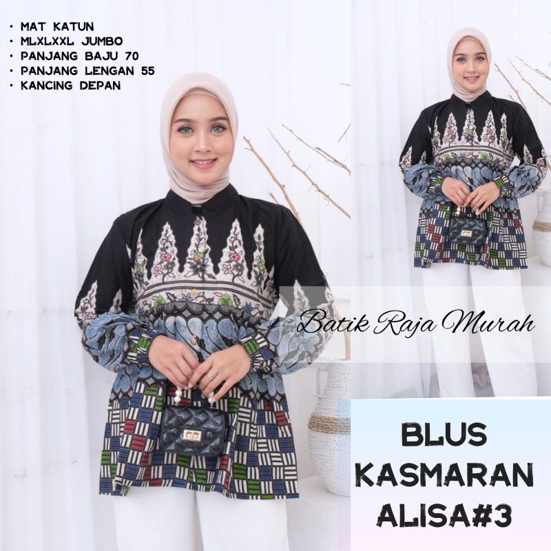 blus kasmaran alisa batik solo atasan kerja blus batik kancing depan