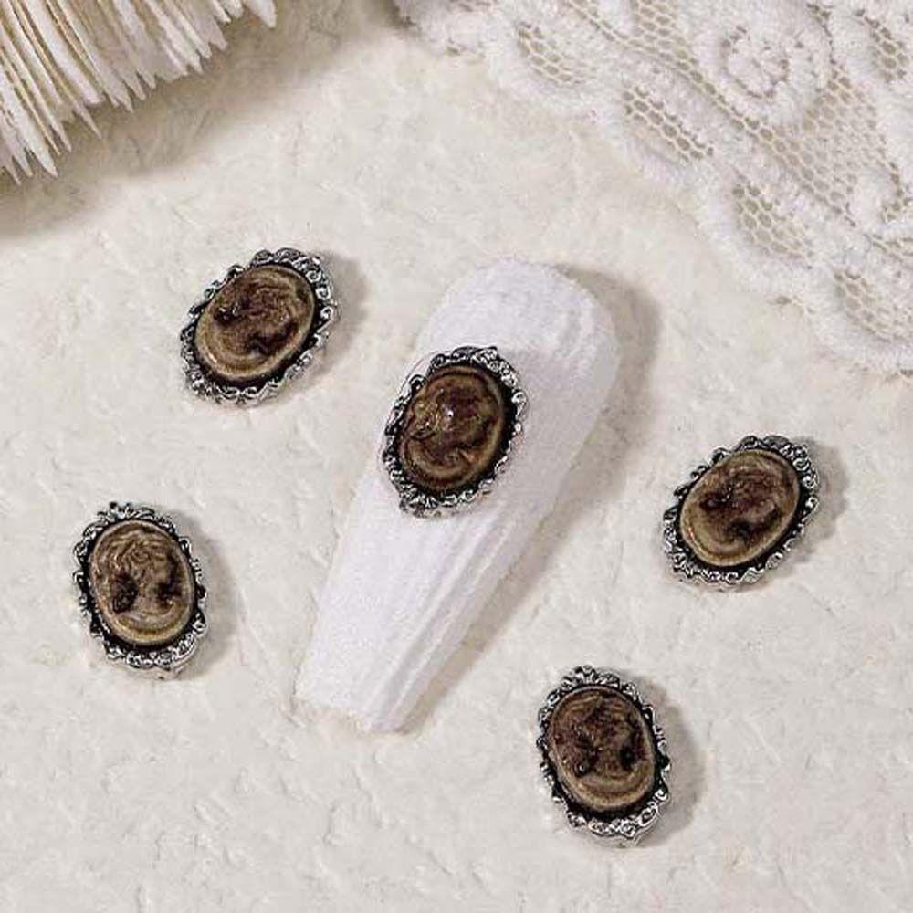 Mxbeauty Dekorasi Kuku Pesona Kuku Retro Gaya Klasik Eropa Gadis Kepala Baroque Pengadilan Hiasan Kuku 3D Nail Art Drills