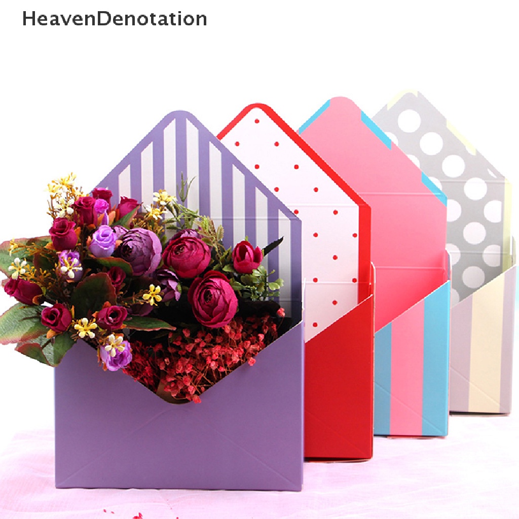 [HeavenDenotation] Bergaris Romantis Amplop Bunga Kotak Tempat Florist Buket Packing Storage Box HDV