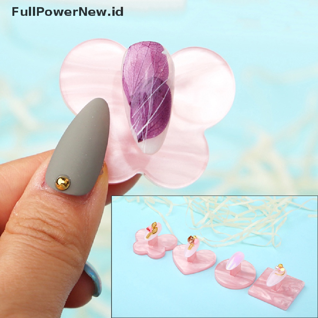 Power 1PC Dudukan Kuku Latihan Latihan Display Stand Desain Butterfly Heart Nails Too ID