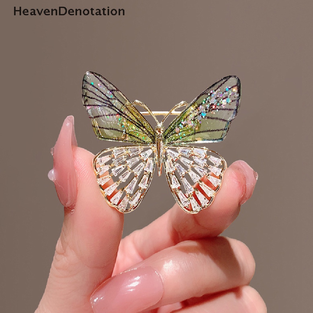 [HeavenDenotation] Fashion Jewelry Premium Brooch Elegant Mixed Coloured Crystal Butterfly Brooch Pins HDV