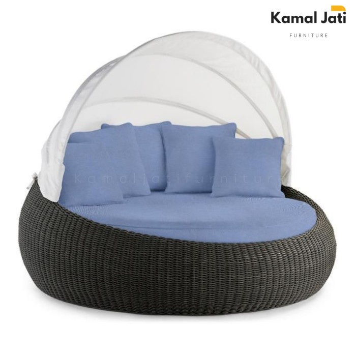 daybed outdoor rotan sintetis (kursi rotan, daybed rotan sintetis)
