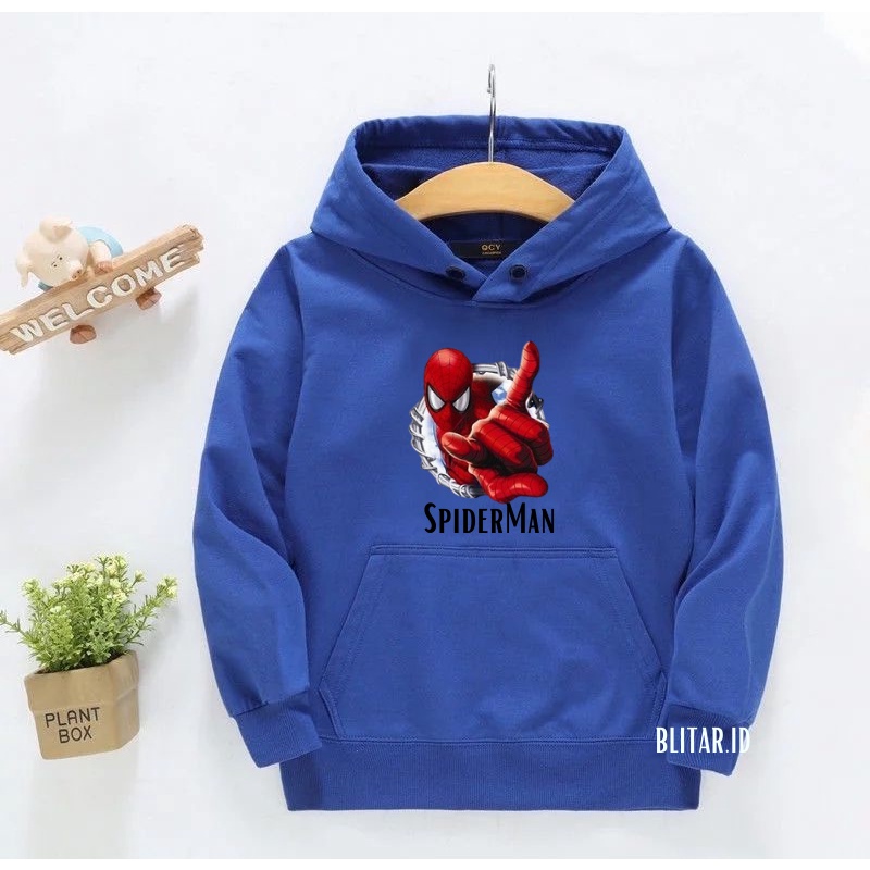 Sweater Hoodie Jaket Hodie Hoddie Anak Remaja Pria Cowok Unisex Warna Hitam Motif Kartun Gambar Spid