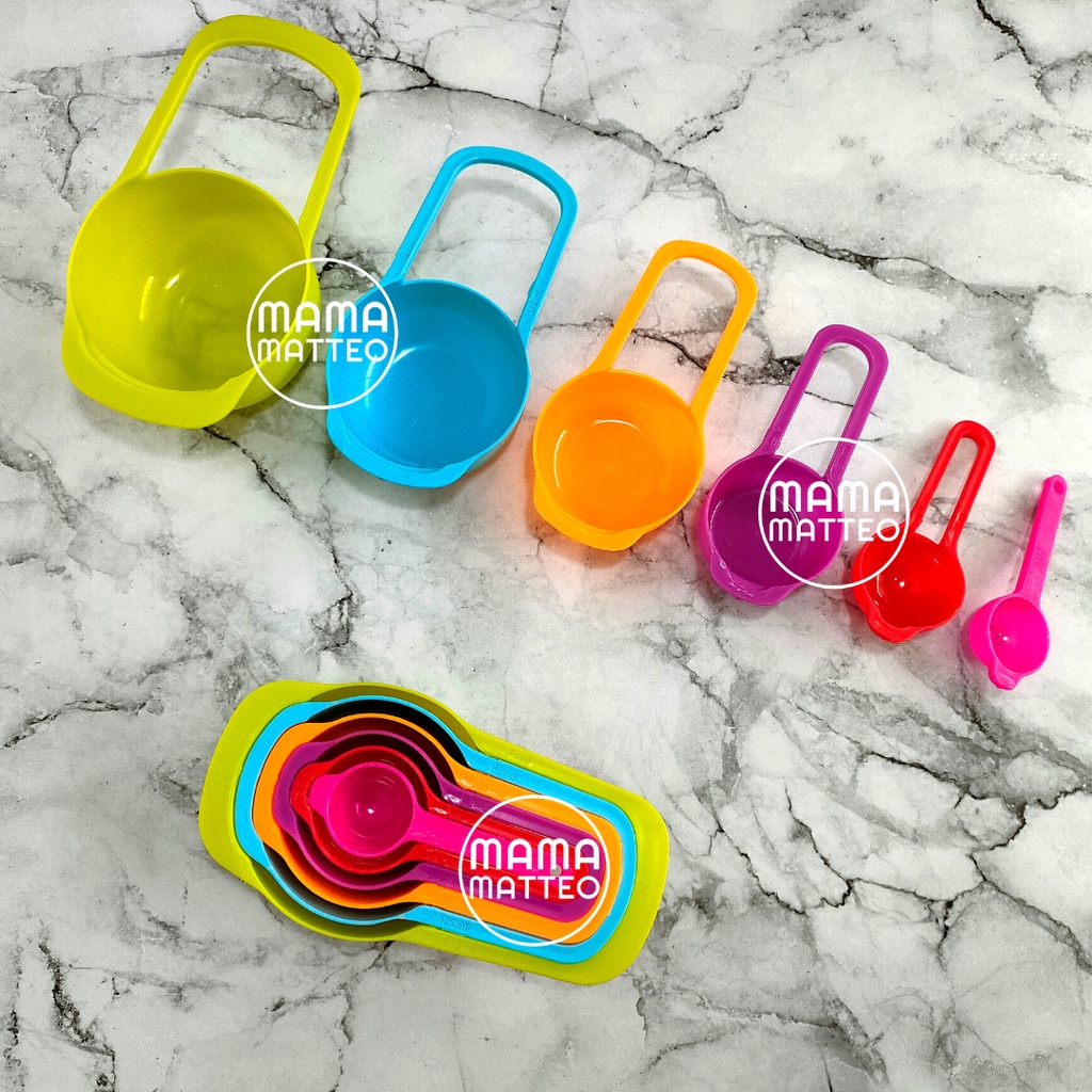 Sendok Ukur Takar Bumbu Air Susu Set Isi 5 &amp; 6 Warna Warni Bahan Plastik / Measuring Cup Spoon / Sendok Taker Masak Kue