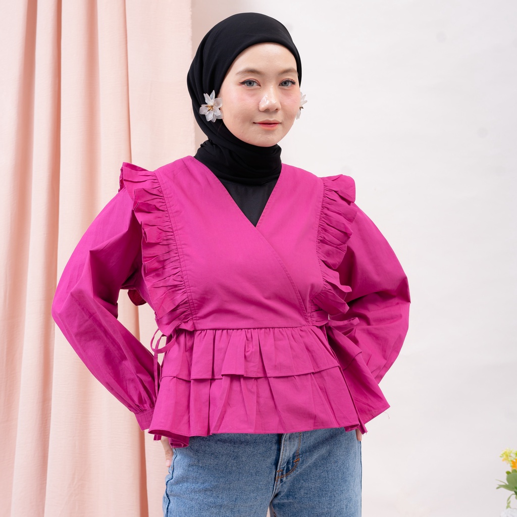 BEFAST - ZRX BLOUSE WANITA TISA / KIMI BLOUSE CRINCLE / Blouse Wanita Model Terbaru / Outfit Style Wanita Hijab Trendy / Fashion Kekinian Remaja ABG / Pakaian Wanita Kerja Terbaru / OOTD Wanita Modis / Blouse Lengan Panjang Polos Formal