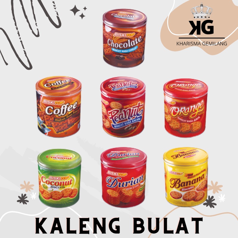 

BISKITOP - Sandwich Single Round Kaleng 350gr Murah Biskuit Kaleng Lebaran Biscuit Coklat Durian Kopi Pisang Kelapa Jeruk