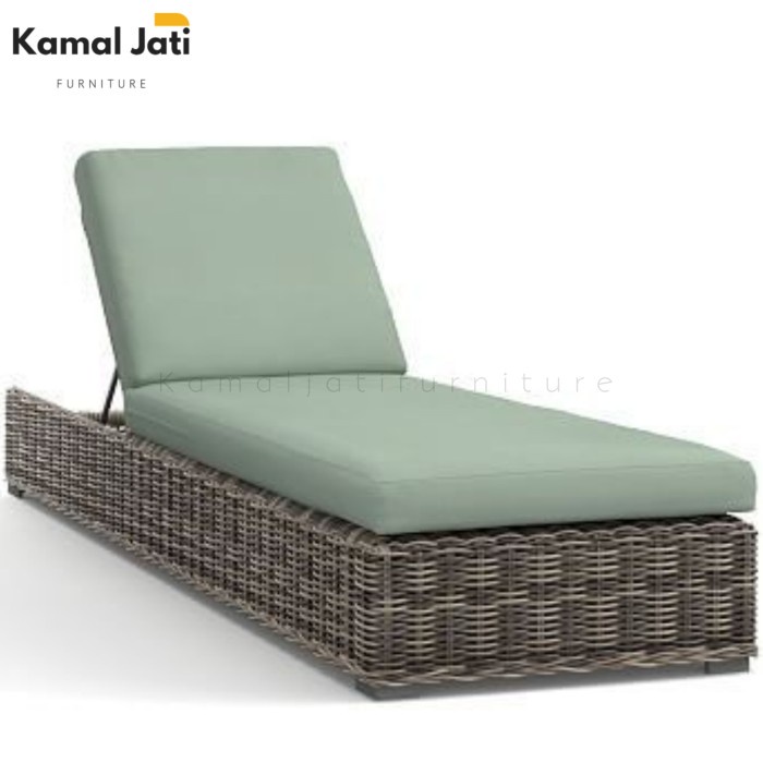 kursi santai lounger kolam renang rotan sintetis, kursi pantai, lonjer