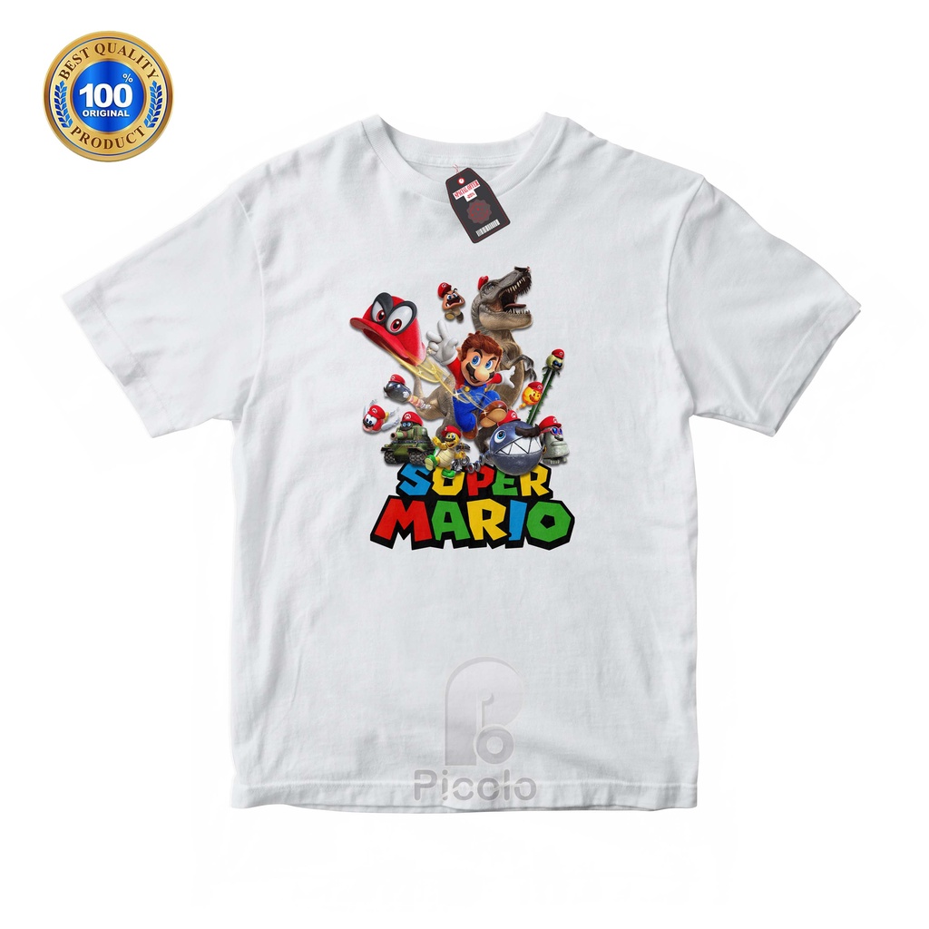 BAJU KAOS ATASAN ANAK MOTIF GAME/KARTUN SUPER MARIO UNISEX Bahan COTTUN (FREE NAMA)