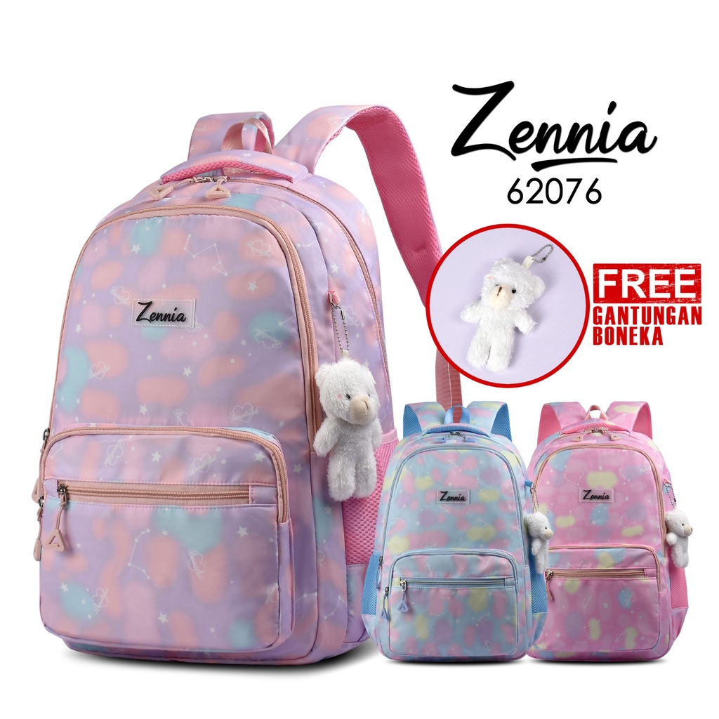 Tas Sekolah Zennia 62076 Tas Ransel Anak Perempuan Pelangi Tas Fashion Travelling