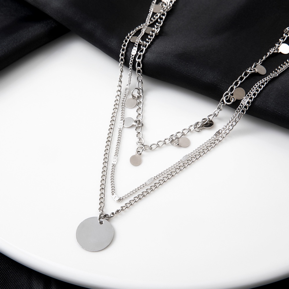 Kalung Rumbai Potongan Bulat Multi-layer Elegan Yang Individual Kalung Tren Fashion Wanita