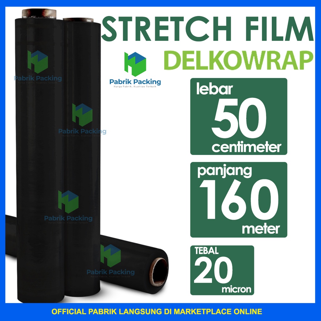 

Plastik Wrap Stretch Film Hitam Delkowrap 50CM X 200M Wrapping Barang