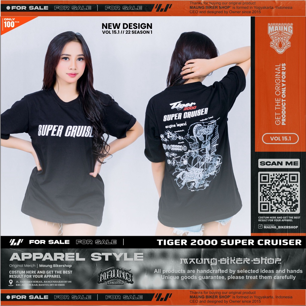 MAUNG_KAOS TIGER SUPER CRUISER | HONDA TIGER2000 LEGEND | TSHIRT SUPER CRUISER BLACK