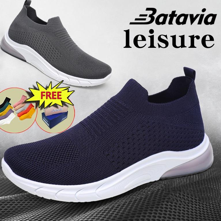 MENARIK Batavia GROSIR sepatu kanvas pria rajut sepatu pria sepatu tanpa tali hitam Sepatu Pria Spor