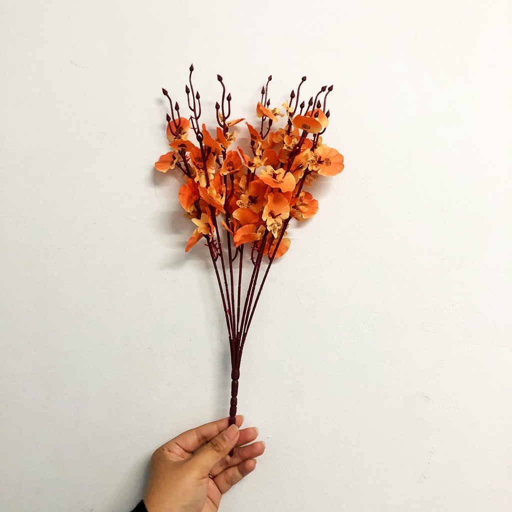 Bunga Orchid Tangkai Hias Palsu Ornamen Pajangan Dekorasi Rumah Cafe Artifical Flower Decoration Wedding Pelaminan Azgalery PBP155