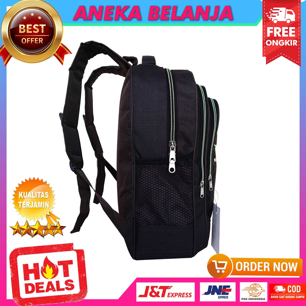 Tas Ransel Pria Alfito Bordir Hitam List Hijau Tas Seminar Diklat Kuliah Kerja Ransel Sekolah Berkualitas Free Raincover Bahan Awet Tebal Halus Harga Termurah Terlaris Berkualitas