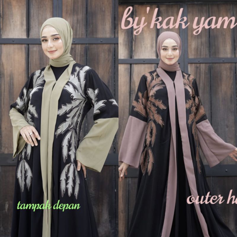 Abaya / OuterHannan by Kak' Yam Collection (Free Pashmina) Real Pict Original Abaya Hitam Mocca Chol