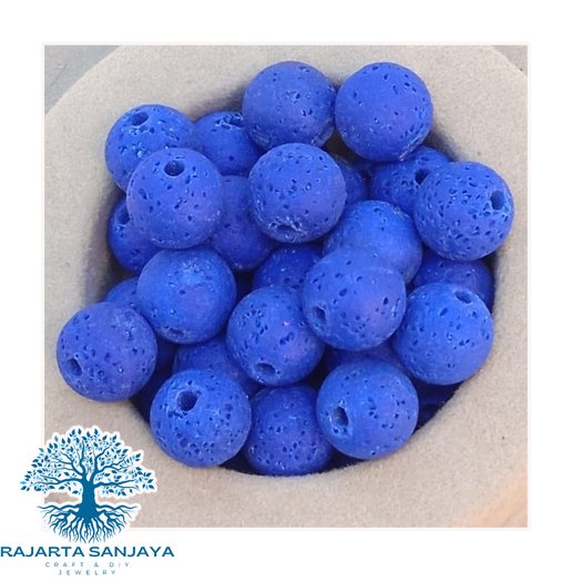 Butir Batu Lava Biru Tua 8mm