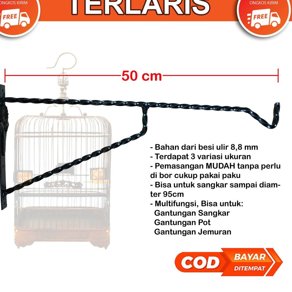 Bagus GANTUNGAN SANGKAR BURUNG BESI ULIR DINDING MURAI KACER LOVEBIRD CUCAK IJO ROWO GANTUNGAN BESI 