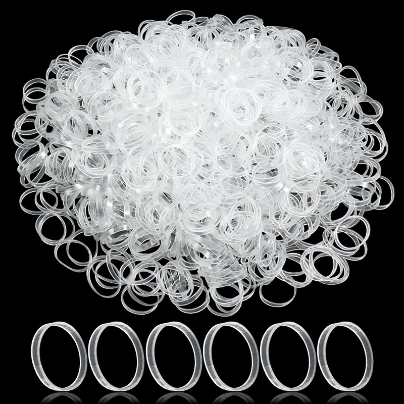 [Unggulan] Karet Gelang Rambut Mini Dengan Kotak/Tas Karet Rambut Elastis Wanita Perempuan Ikatan Ikat Ponytail Holder Ikat Rambut 1000pcs/pack Rambut Transparan Tali Elastis Rubber Band