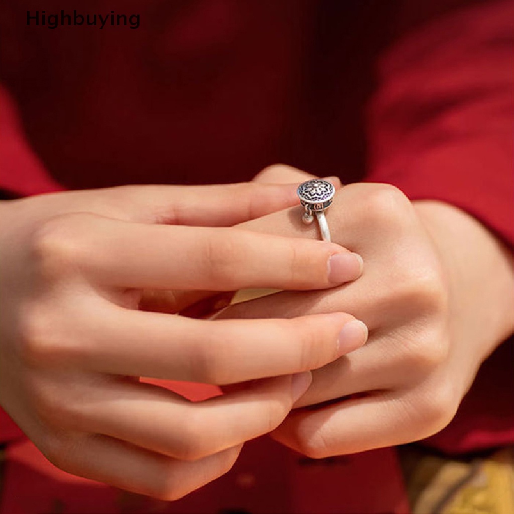 Hbid Buddhist Doa Tibet Roda Cincin Keberuntungan Cakra Cincin Lotus Bunga Cincin Terbuka Adjustable Rotag Rings Hadiah Glory